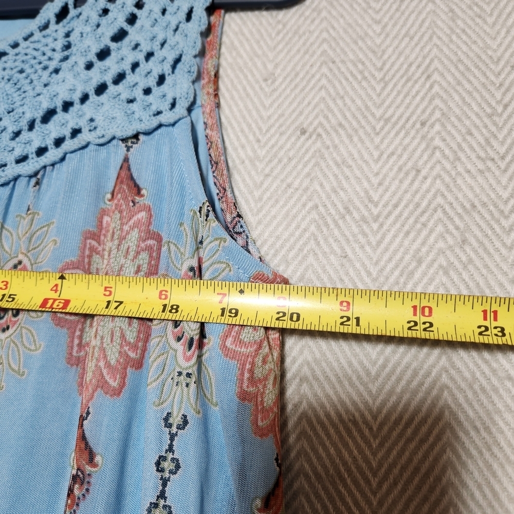 Studio JPR Sleeveless Crochet Top Blue Midi Dress Medium Lined - Picture 10 of 12